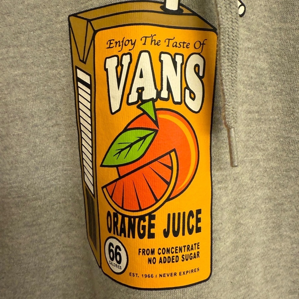 Vans Gray Hoodie with Orange Graphic Men’s Unisex Sz S Sweatshirt Long Sleeves - Picture 3 of 10